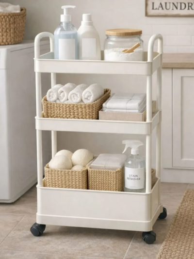 3-Tier Rolling Utility Storage Cart Assorted Colors